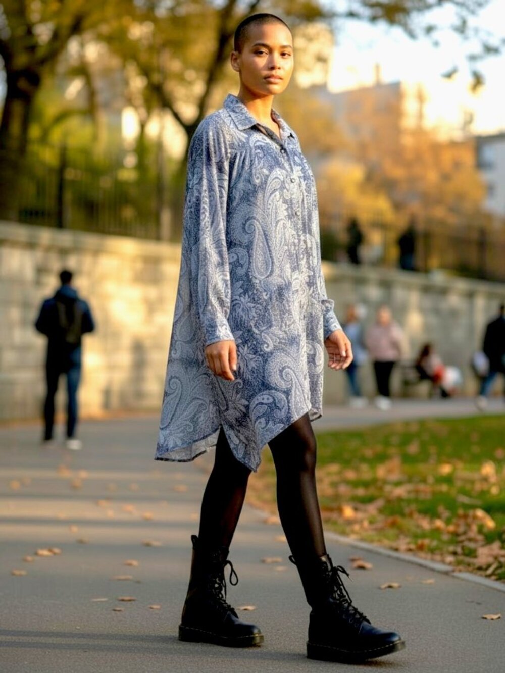 Reborn Gray Paisley Velvet Long Sleeve Dolman SharkBite Hem Dress Size L NWT